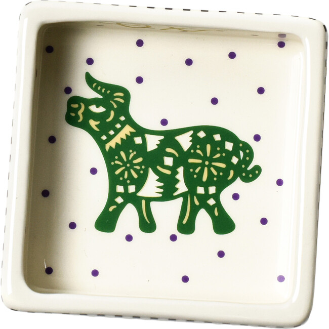 Chinese Zodiac Square Trinket Bowl, Ox - Accents - 1