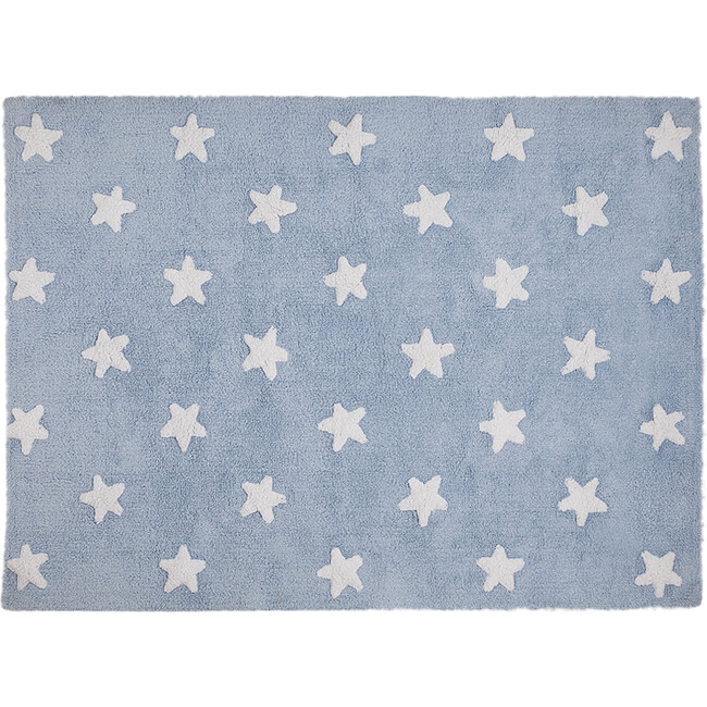 Stars Washable Rug, Blue/White - Rugs - 1