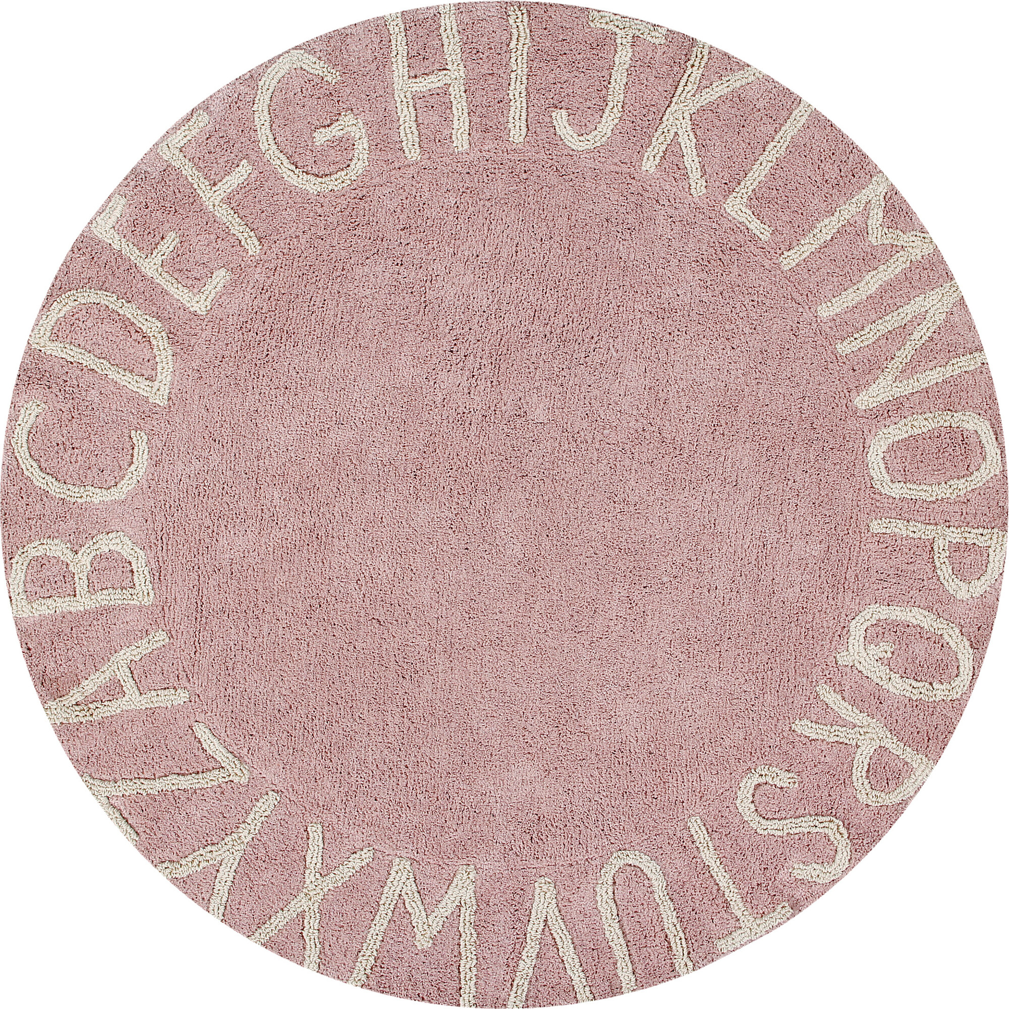 ABC Round Washable Rug, Vintage Nude/Natural - Rugs - 1