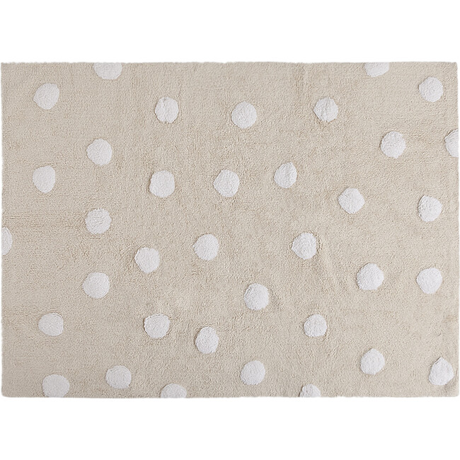 Polka Dots Washable Rug, Beige/White - Rugs - 1