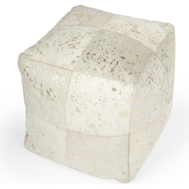 Victorian Hair on Hide Pouf, Gold - Kids Seating - 1
