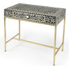 Perilla Bone Inlay Writing Desk, Black/White - Desks - 1 - thumbnail