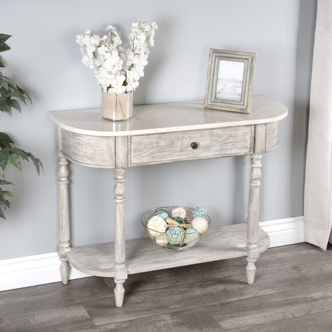 Danielle Marble Console Table, Rustic Gray - Accent Tables - 2