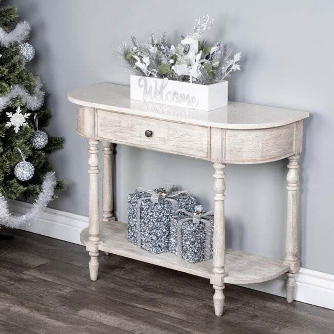 Danielle Marble Console Table, Rustic Gray - Accent Tables - 3