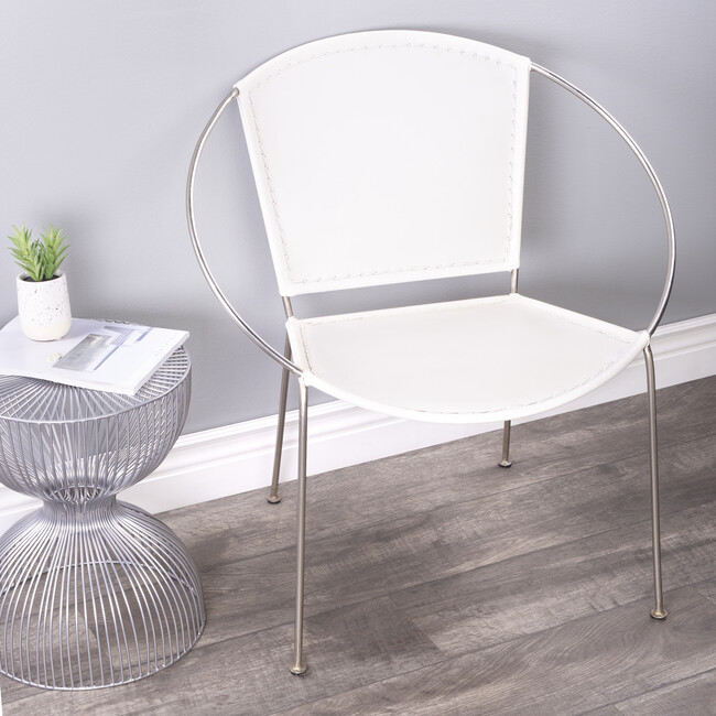 Milo Leather Accent Chair, White - Accent Seating - 2