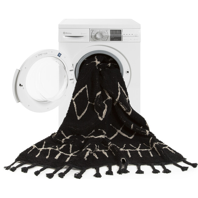 Bereber Washable Rug, Black - Rugs - 4