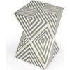 Anais Bone Inlay End Table, White/Grey - Accent Tables - 1 - thumbnail