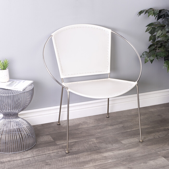 Milo Leather Accent Chair, White - Accent Seating - 3