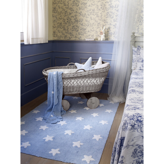 Stars Washable Rug, Blue/White - Rugs - 6