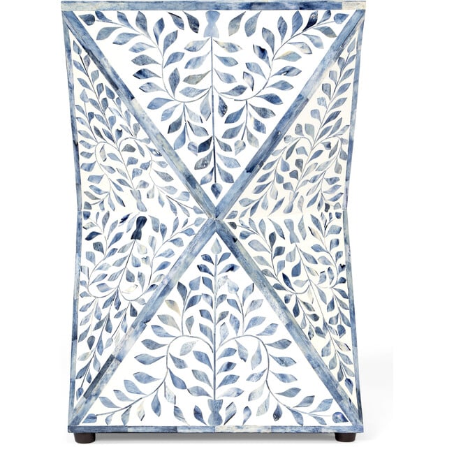 Anais Bone Inlay End Table, White/Blue - Accent Tables - 4