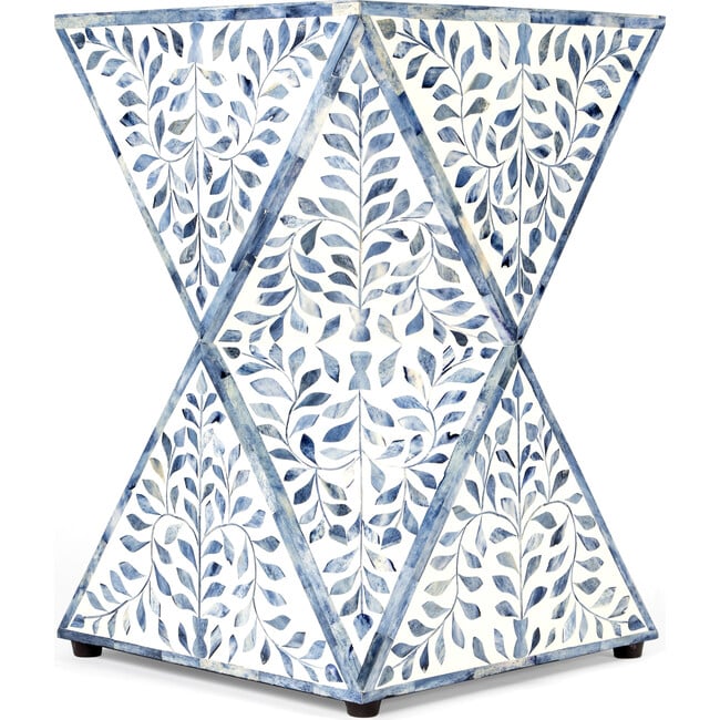 Anais Bone Inlay End Table, White/Blue - Accent Tables - 5