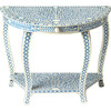 Darrieux Bone Inlay Demilune Console Table, Blue - Accent Tables - 1 - thumbnail