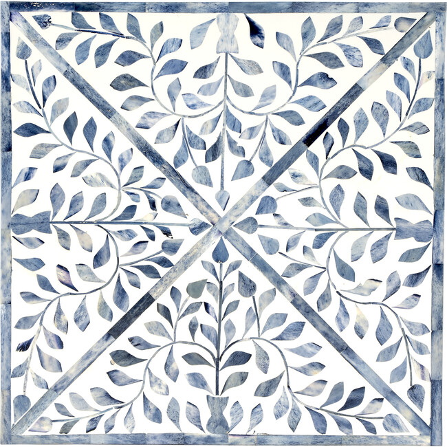 Anais Bone Inlay End Table, White/Blue - Accent Tables - 7