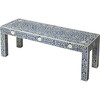 Vivienne Bone Inlay Bench, Blue - Accent Seating - 1 - thumbnail