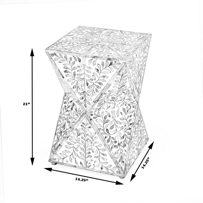 Anais Bone Inlay End Table, White/Blue - Accent Tables - 8
