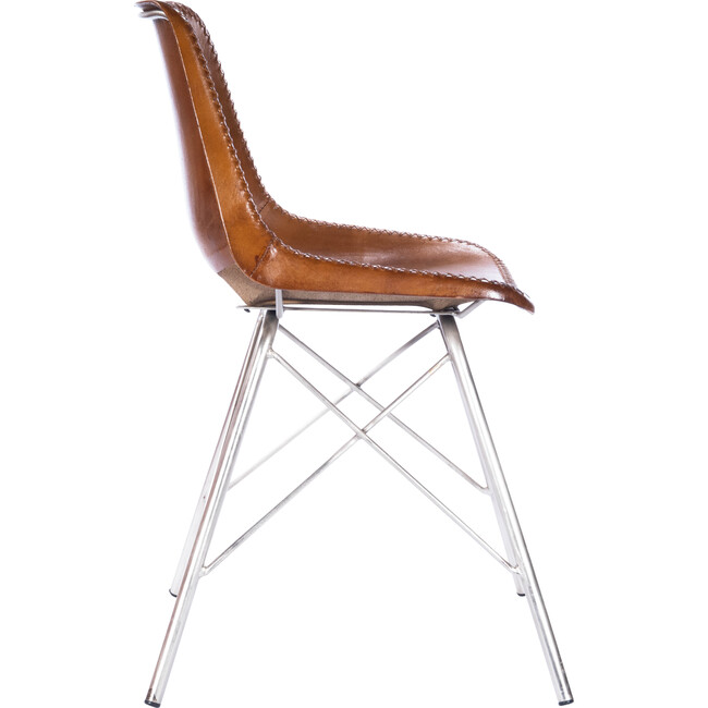 Inland Leather Side Chair, Light Brown