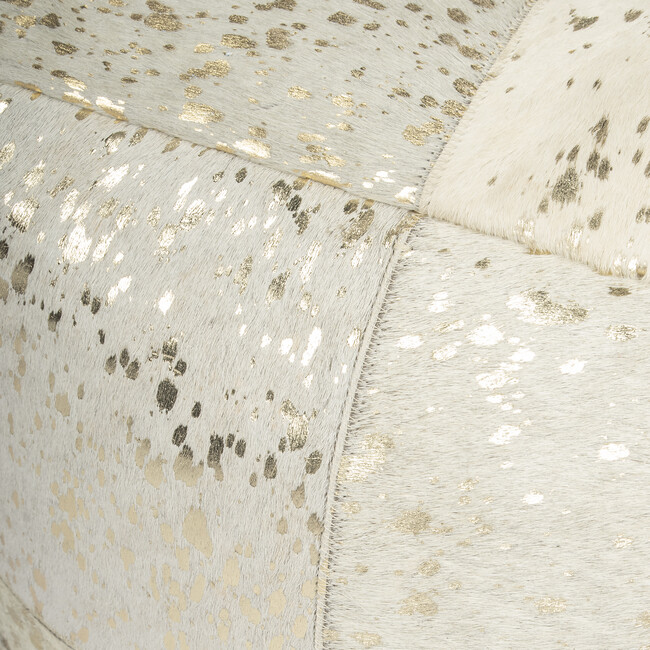 Victorian Hair on Hide Pouf, Gold - Kids Seating - 5