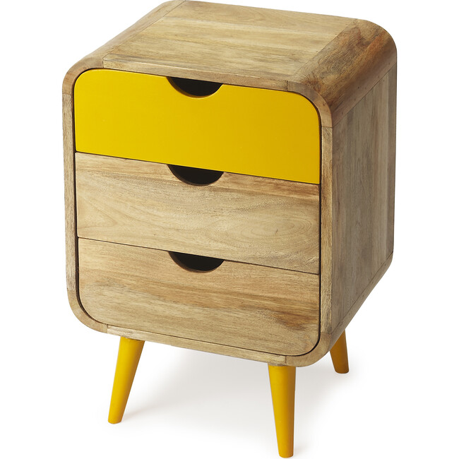 Scandi Nightstand, Yellow/Natural