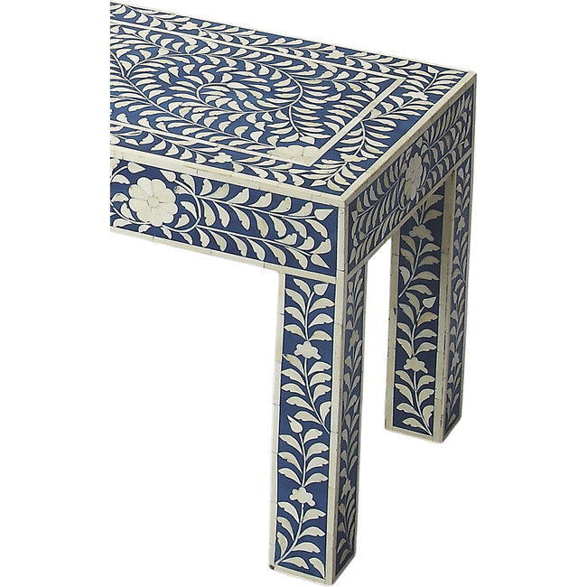Vivienne Bone Inlay Bench, Blue - Accent Seating - 3