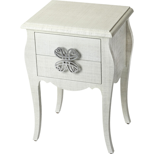 Felicia Raffia Side Table, White - Accent Tables - 1