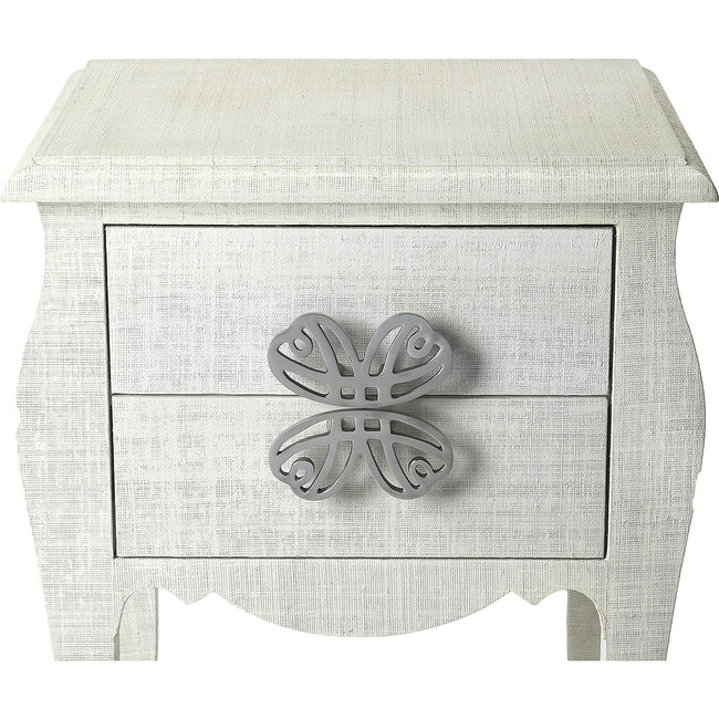 Felicia Raffia Side Table, White - Accent Tables - 2