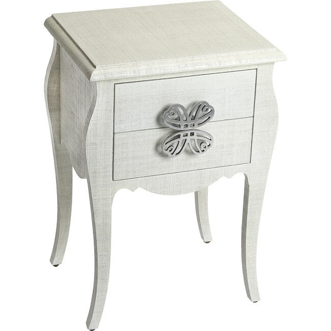 Felicia Raffia Side Table, White - Accent Tables - 3