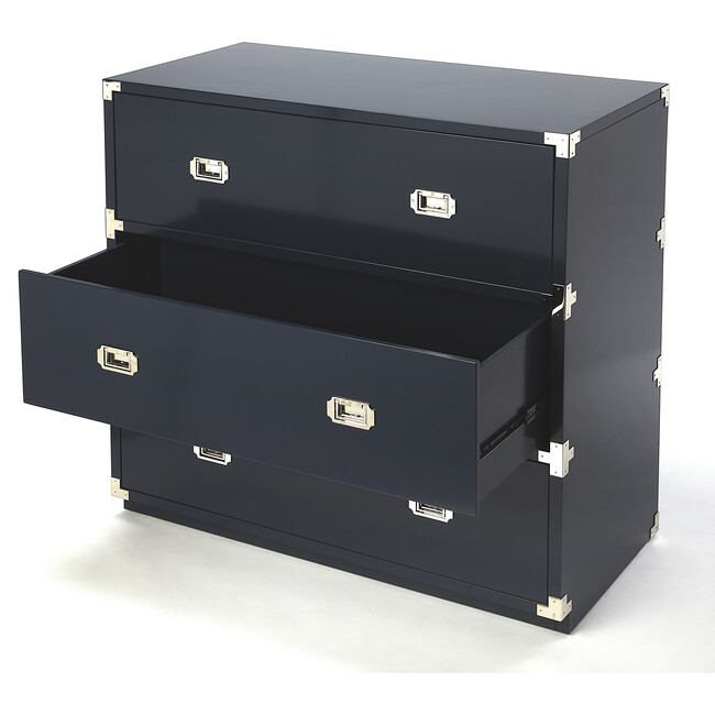 Anew 3-Drawer Campaign Dresser, Blue - Dressers - 4