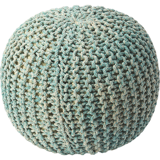 Knit Floor Pouf, Green - Accent Seating - 1