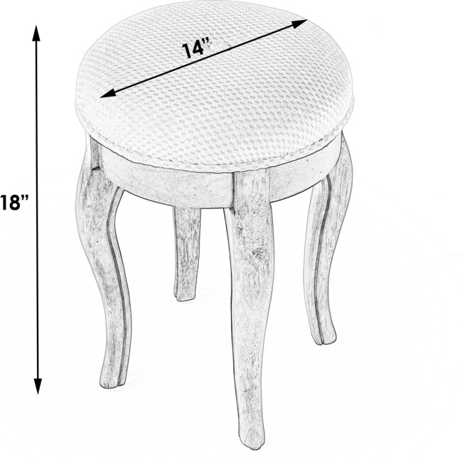 Simone Ash Burl Vanity Stool, Olive - Accent Seating - 6