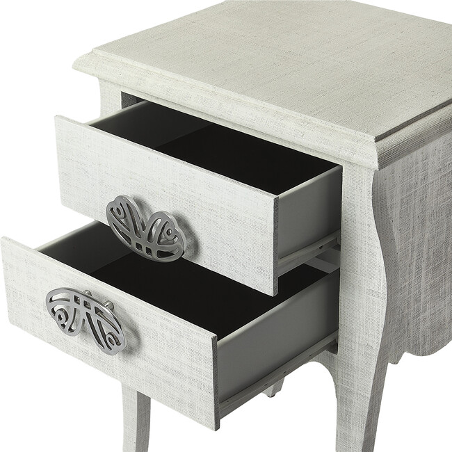 Felicia Raffia Side Table, White - Accent Tables - 4