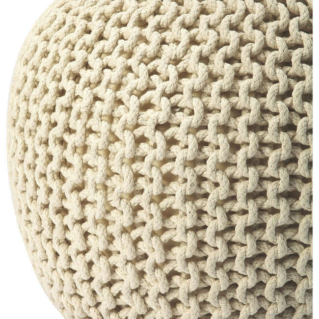 Knit Floor Pouf, Cream
