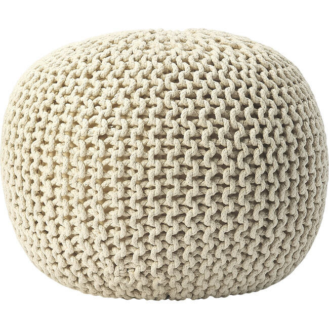 Knit Floor Pouf, Cream - Accent Seating - 3