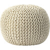 Knit Floor Pouf, Cream - Accent Seating - 3 - thumbnail