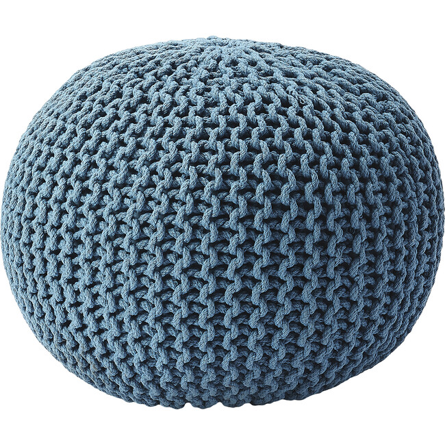 Knit Floor Pouf, Blue - Accent Seating - 3