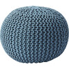 Knit Floor Pouf, Blue - Accent Seating - 3
