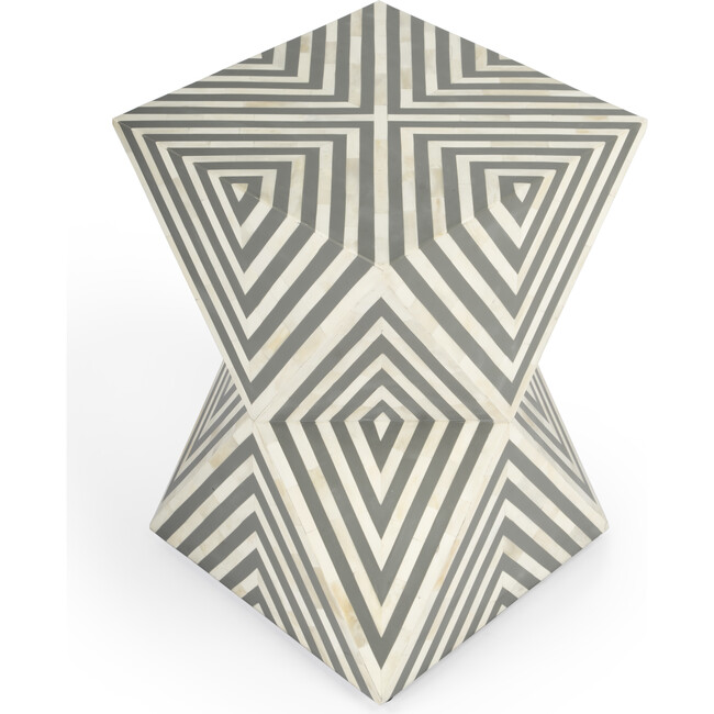 Anais Bone Inlay End Table, White/Grey - Accent Tables - 6