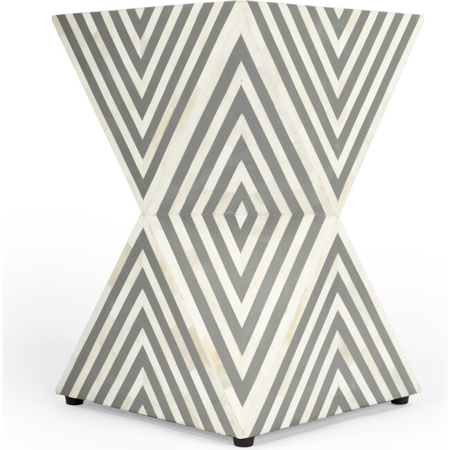 Anais Bone Inlay End Table, White/Grey - Accent Tables - 7