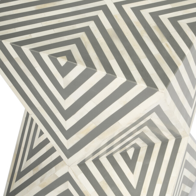 Anais Bone Inlay End Table, White/Grey - Accent Tables - 9