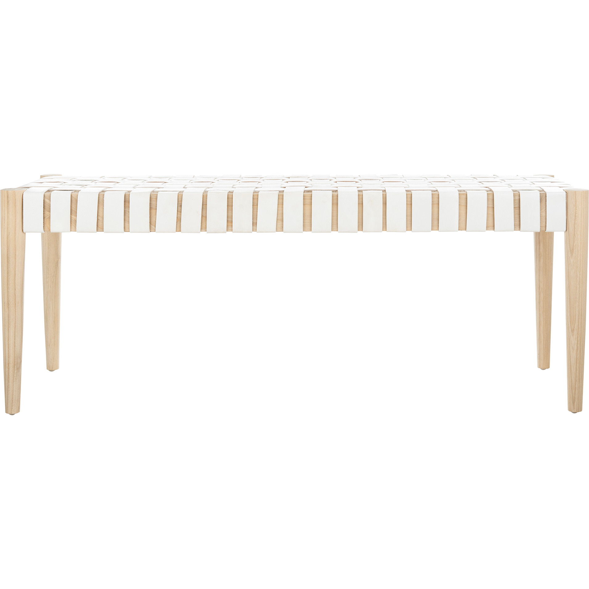 Amalia Leather Weave Bench, Light Oak - Kids Seating - 1