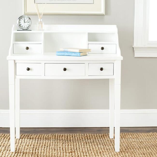 Landon 5-Drawer Desk, White Poplar