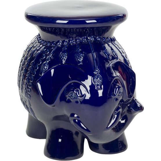 Ceramic Elephant Stool, Navy