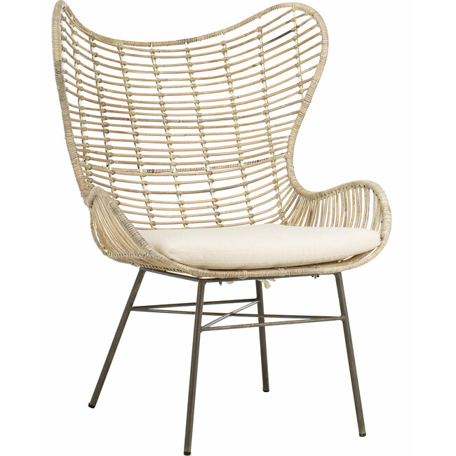 Malia Rattan Wingback Armchair, White Wash - Nursery Chairs - 2