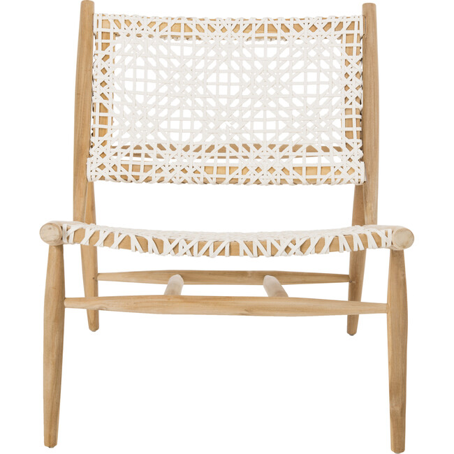 Bandelier Leather Weave Accent Chair, Cream