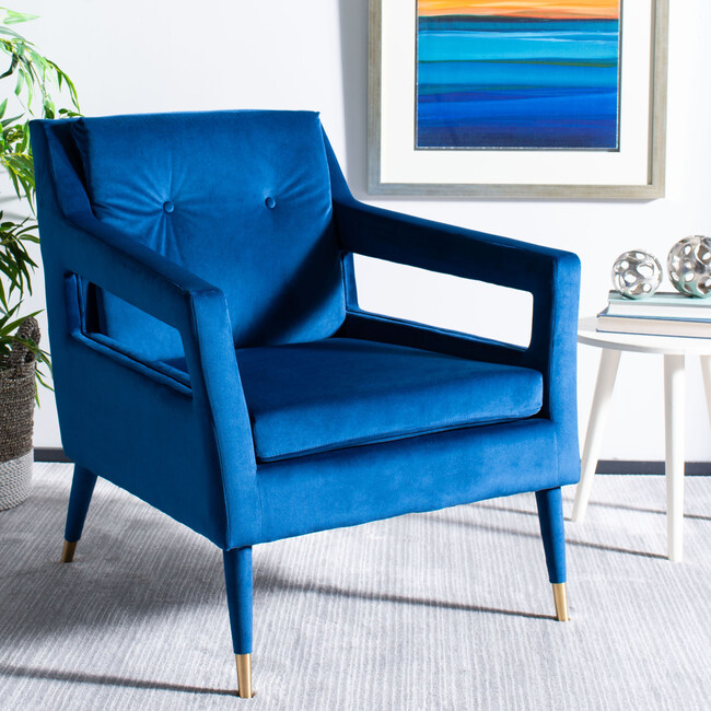 Mara Tufted Accent Chair, Peacock Blue