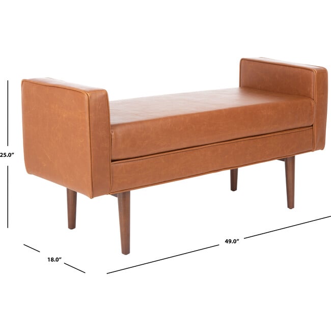 Henri Midcentury Bench, Light Brown/Walnut - Accent Seating - 5