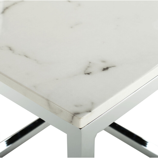 Bethany Square End Table, White/Gold - Accent Tables - 4