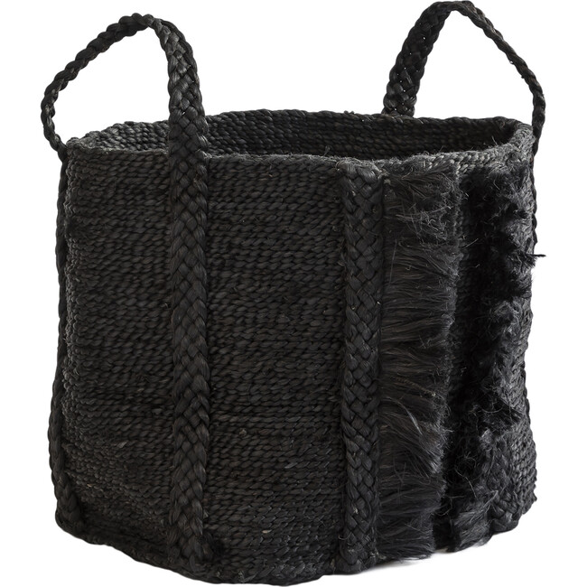 Bazar Medium Fringe Basket, Desert Black - Storage - 1