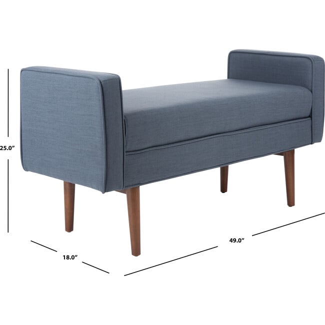 Henri Midcentury Bench, Navy/Walnut - Accent Seating - 5