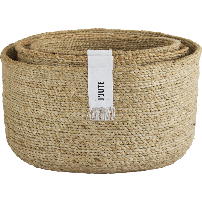 Edition Round Set of 3 Jute Baskets, Natural