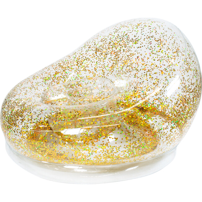 Inflatable Glitter Chair, Gold Holographic Glitter